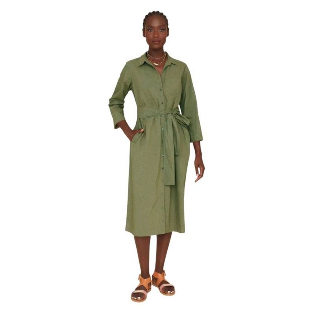 XiRENA Olive Midi Dress with Waist Tie